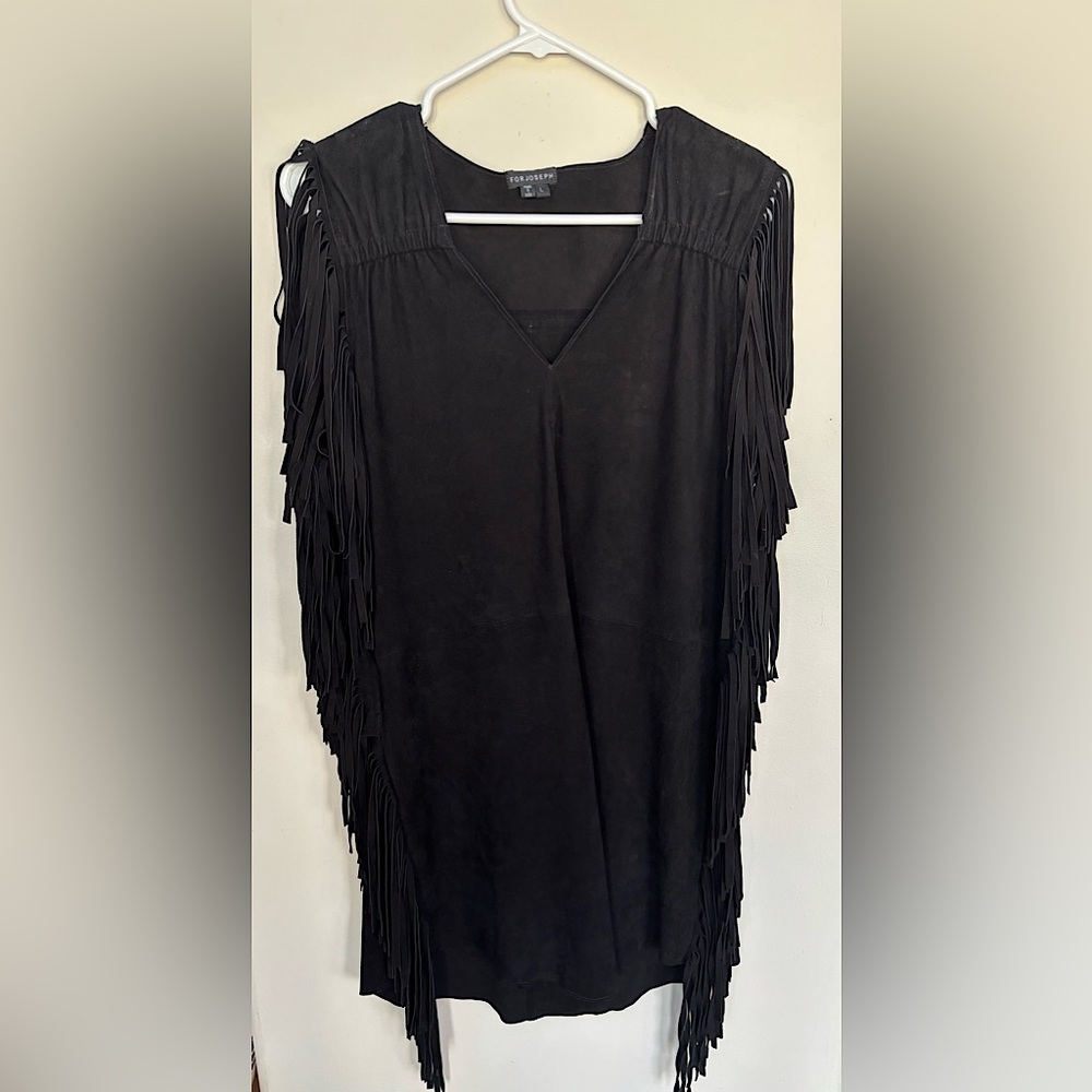 Vintage For Joseph Black Fringe Sleeveless Dress